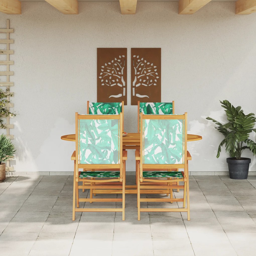 vidaXL Σετ Τραπεζαρίας Κήπου Floral 5 pcs Μοτίβο φύλλων Κανονικός