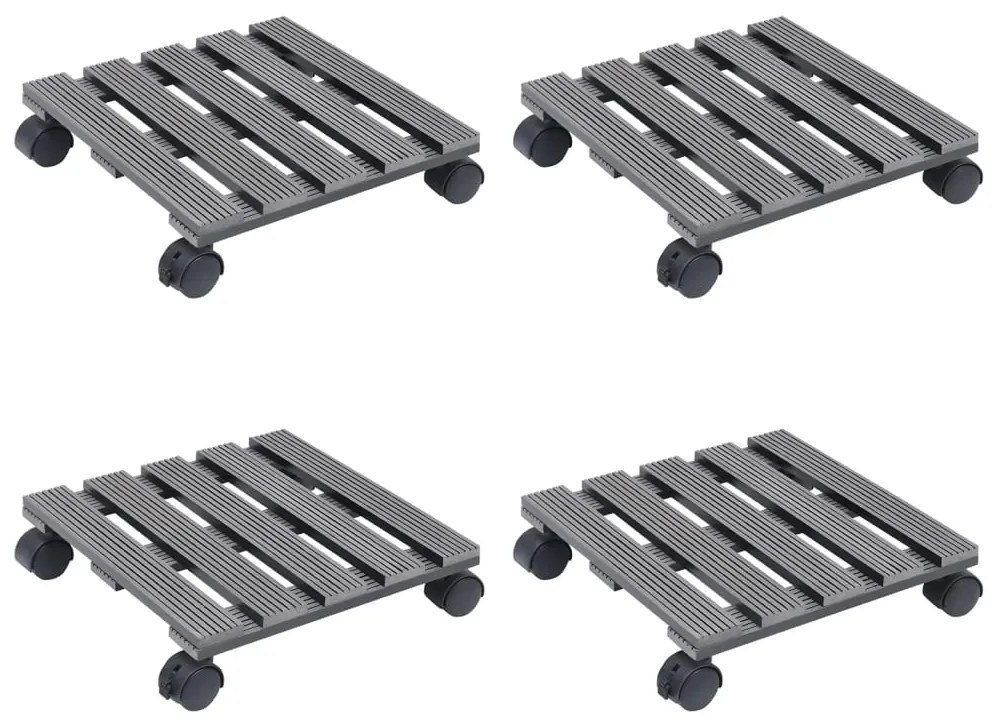 vidaXL Βάσεις για Γλάστρες με Ρόδες 4 τεμ. Γκρι 30x30x7,5 εκ. από WPC