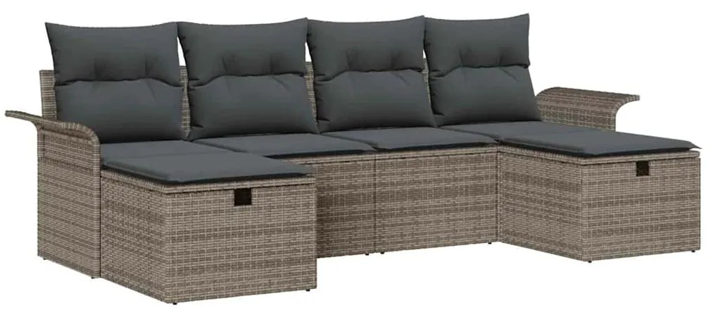 vidaXL Σετ Καναπέ Κήπου 6 pcs Γκρι 251 x 117 x 85 εκ. Πολυ ράταν
