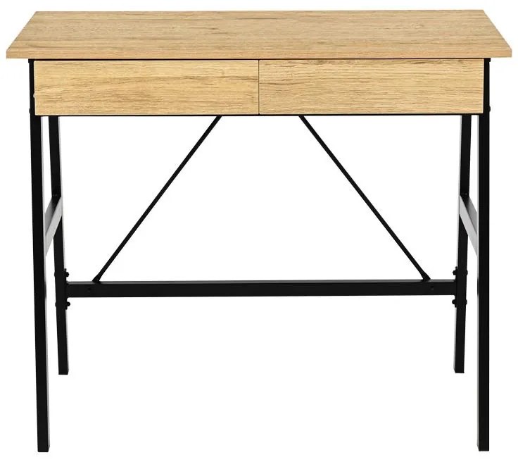 Γραφείο Lione με Συρτάρια σε Oak &amp; Μαύρο Μεταλλικό Πόδι 90x50x75 εκ. 90x50x75 εκ.