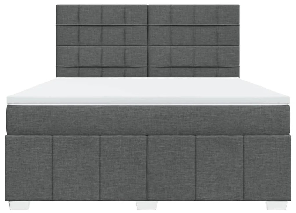 Κρεβάτι Boxspring με Στρώμα Σκούρο Γκρι 180x200 εκ Υφασμάτιν - Γκρι