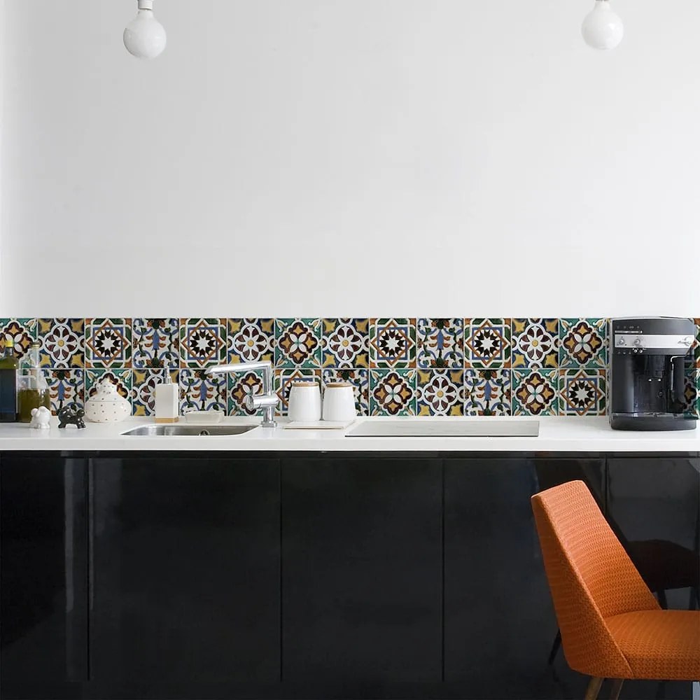 Μπορντούρα προστασίας τοίχων κουζίνας Green Tiles