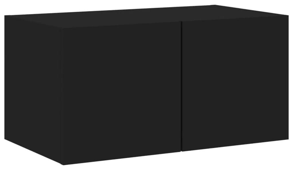 Έπιπλα Τοίχου Τηλεόρασης 4 τεμ LED Μαύρα από Επεξεργασμένο Ξύλο - Μαύρο