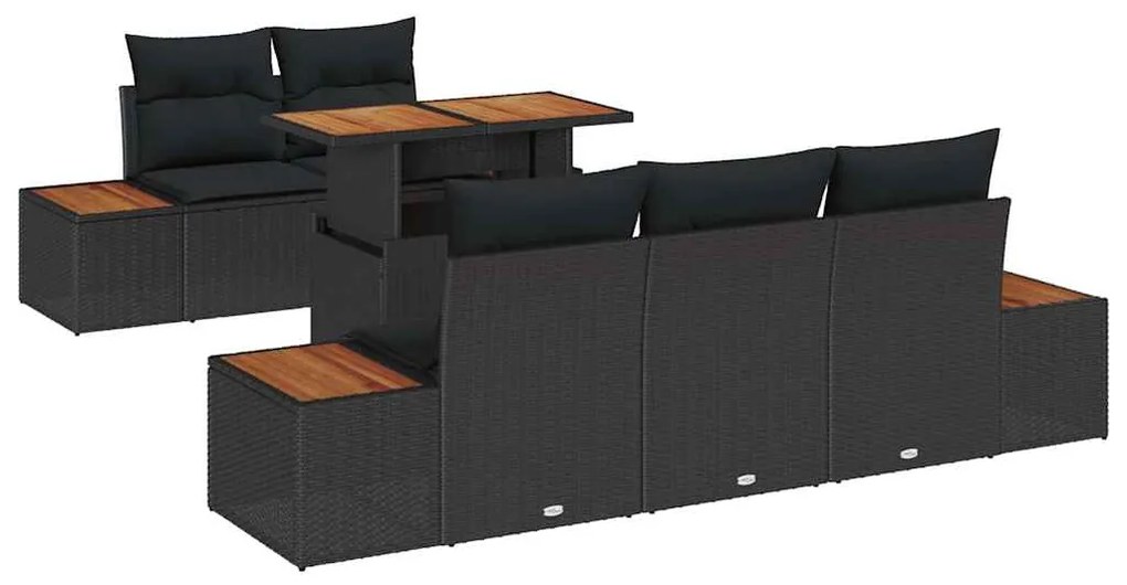 vidaXL Σέτ φαγητού για κήπο με μαξιλάρι 6 pcs Μαύρο και Καφέ