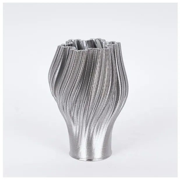 Βάζο Πορσελάνινο 3d Ασημί 15.5x15.5x22cm 752-21095 Estheti-752-21095-Ασημί 752-21095