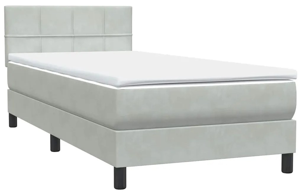 BOX SPRING ΚΡΕΒΑΤΙ ΜΕ ΣΤΡΩΜΑ ΑΝΟΙΧΤΟ ΓΚΡΙ 90X210 CM ΒΕΛΟΥΔΙΝΟ 3316191