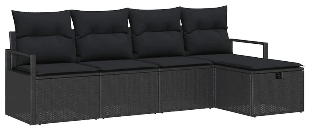 vidaXL Σετ Καναπέ Κήπου 5 pcs Μαύρο 230 x 117 x 85 εκ. Πολυ ράταν