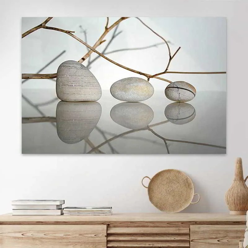 Πίνακας σε καμβά Stones and Branches" Megapap ψηφιακής εκτύπωσης 90x60x3εκ."