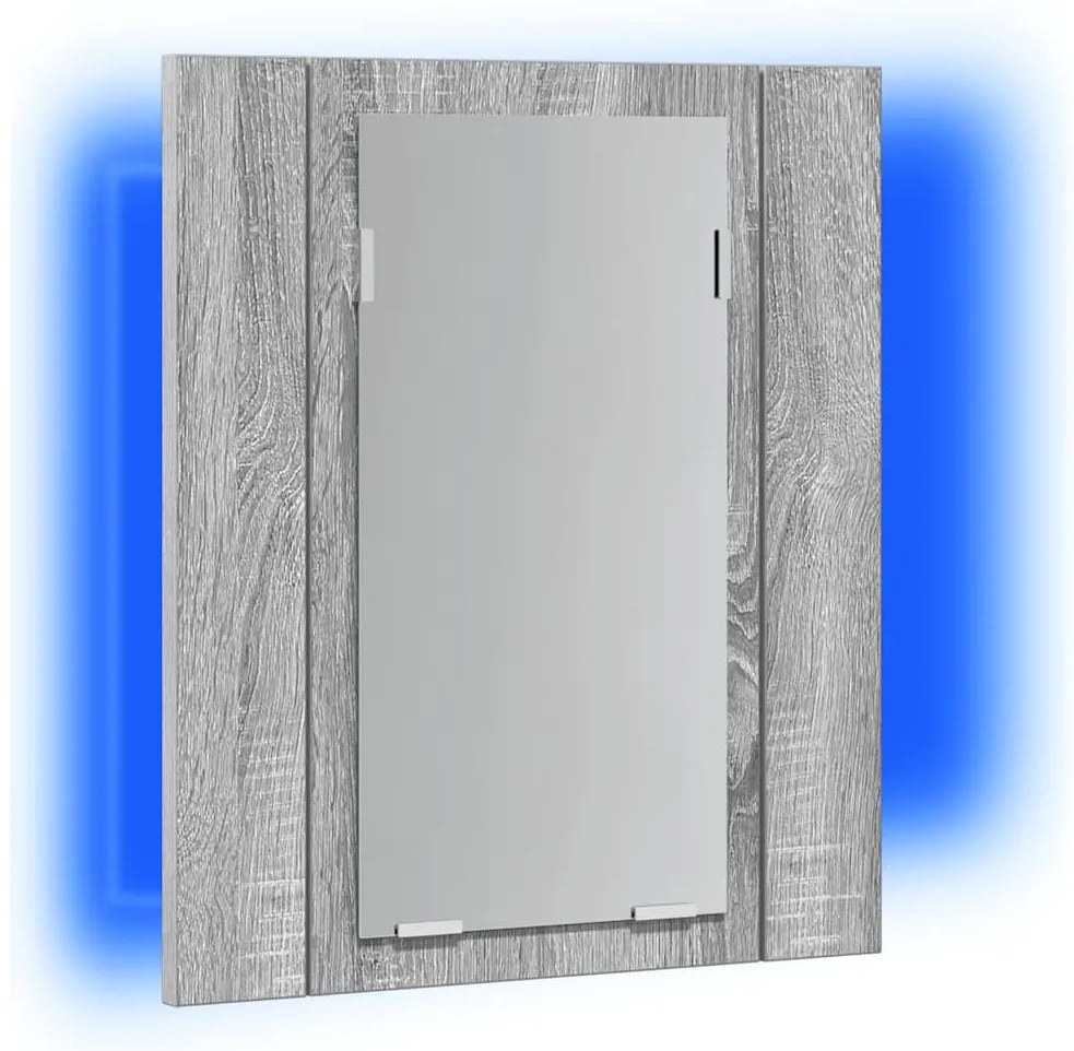 vidaXL Έπιπλο Καθρέφτη Μπάνιου LED Γκρι Sonoma 40x12x45 εκ. Επεξ. Ξύλο