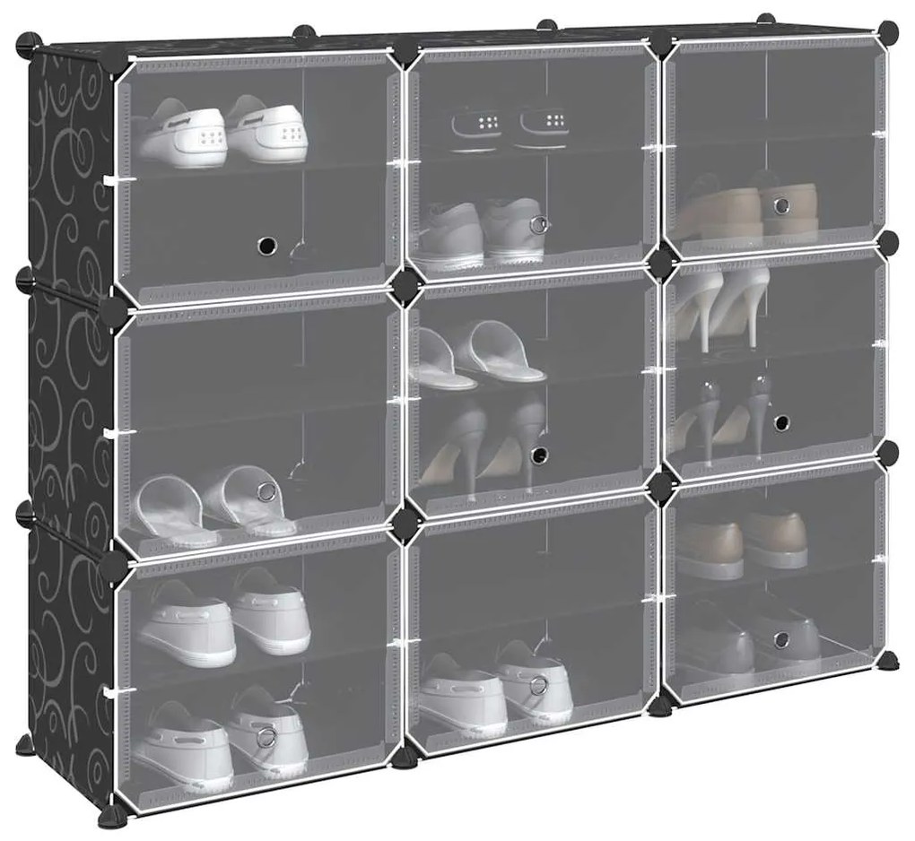 Κύβοι Αποθ. & Οργάνωσης με Πόρτες 9 τεμ. Μαύροι Πολυπρ/λένιο