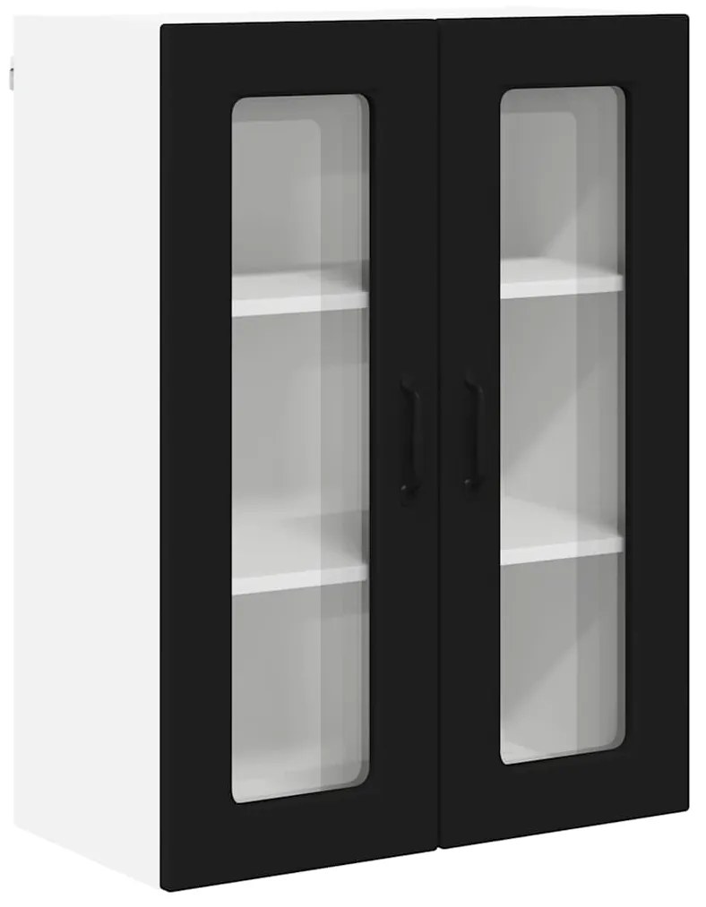 vidaXL Κρεμαστό ντουλάπι κουζίνας με ράφι Μαύρο 60 x 31 x 80 εκ.