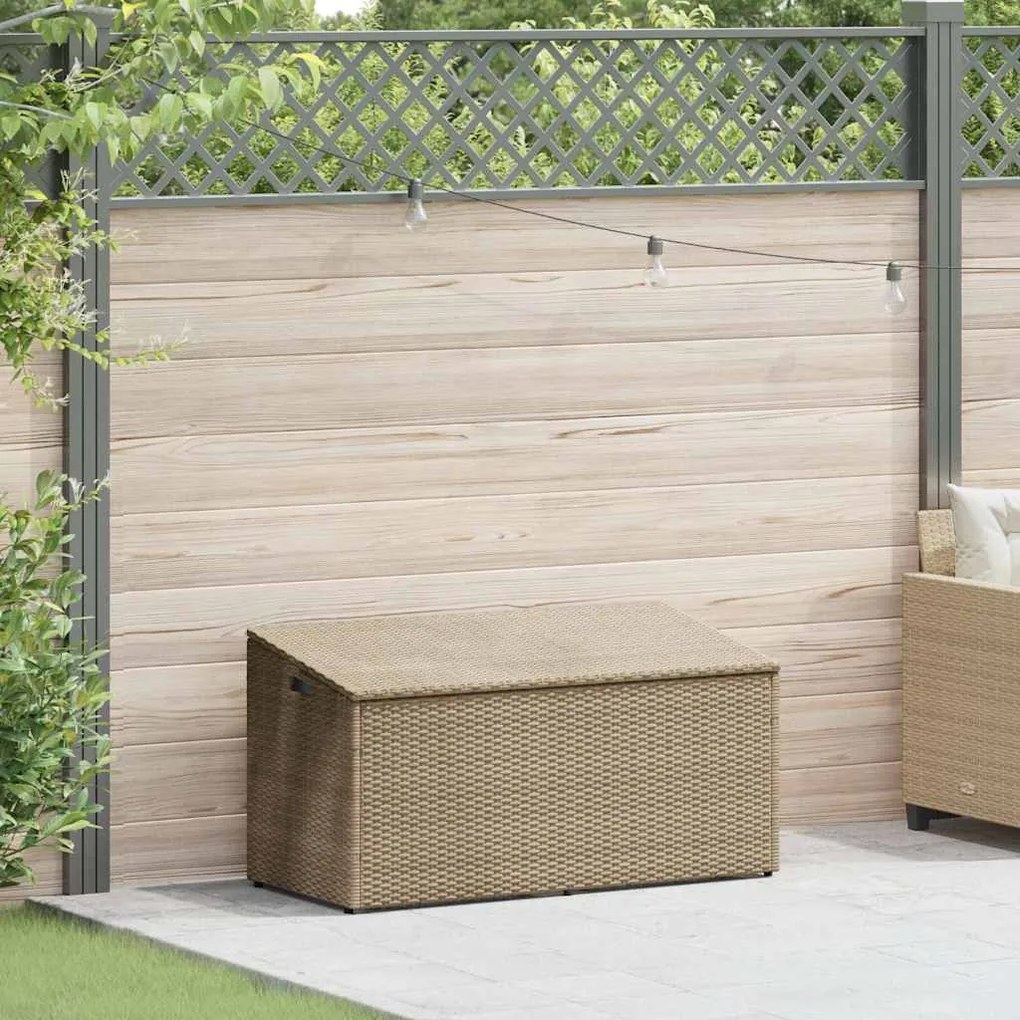 vidaXL Box αποθήκευσης κήπου Μπεζ 110x50x58 cm Poly Rattan