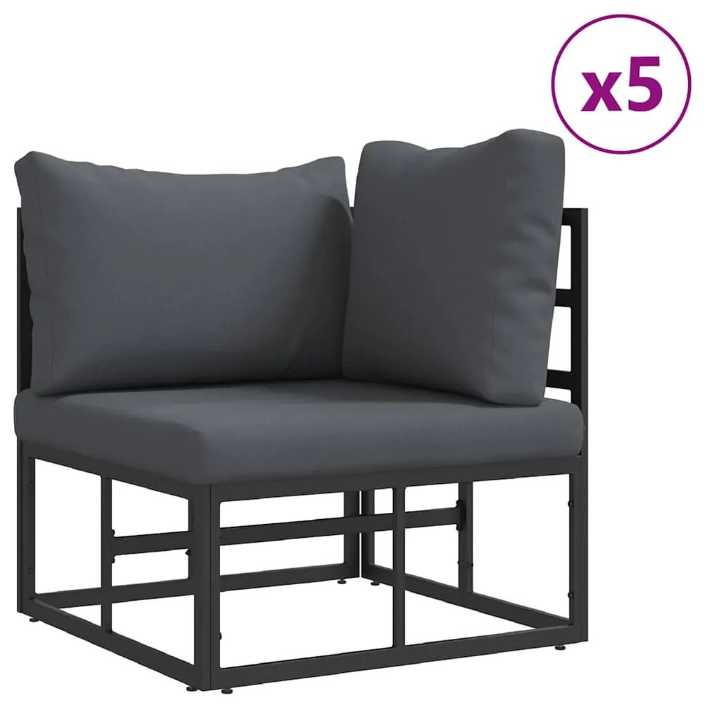 vidaXL Σετ Καναπέ Κήπου 7 pcs Μαύρο 283 x 143 x 71 εκ Αλουμίνιο