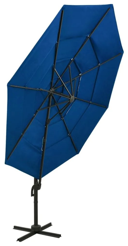 Ομπρέλα 4 Επιπέδων Αζούρ Μπλε 3 x 3 μ. με Ιστό Αλουμινίου - Μπλε