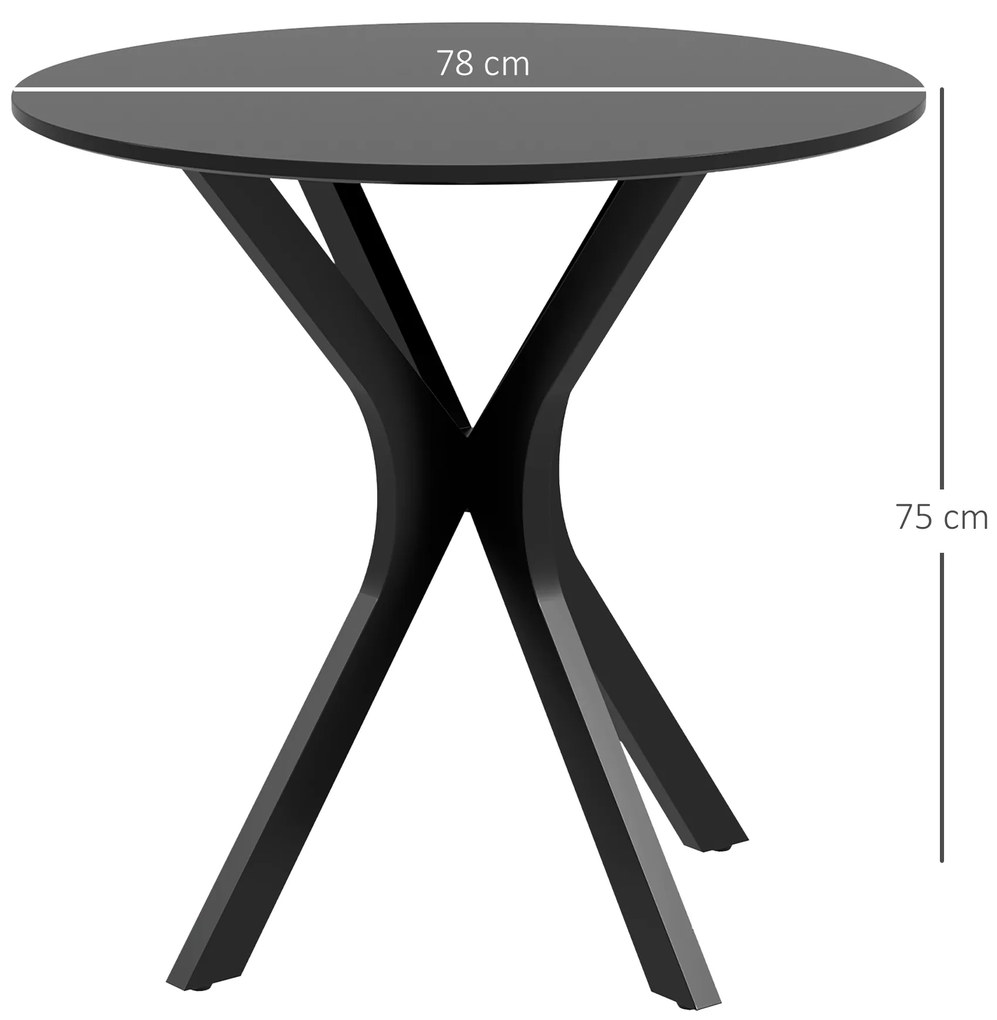 HOMCOM Τραπέζι Τραπεζαρίας, Στρογγυλό Τραπέζι Κουζίνας, Μοντέρνος Σχεδιασμός, 78 cm x 78 cm x 75 cm, Μαύρο
