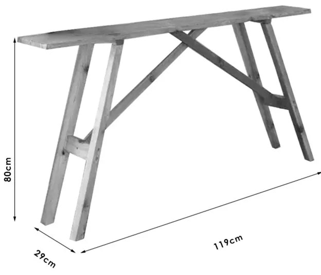 Κονσόλα Roosevelt pakoworld καρυδί ξύλο πεύκου 35mm καρυδί 119x29x80εκ (1 τεμάχια)