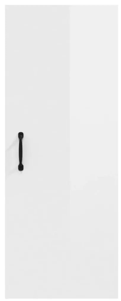 Ντουλάπι Τοίχου Κρεμαστό Γυαλιστ. Λευκό 34,5x34x90 εκ. Επ. Ξύλο - Λευκό
