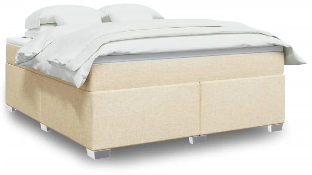 Κρεβάτι Boxspring με Στρώμα Κρεμ 180x200 εκ. Υφασμάτινο - Κρεμ