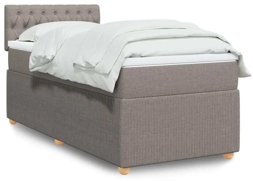 Κρεβάτι Boxspring με Στρώμα Taupe 80x200 εκ. Υφασμάτινο - Μπεζ-Γκρι