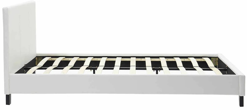 Κρεβάτι Nevil pakoworld διπλό 150x200 PU χρώμα λευκό ματ με ανατομικές τάβλες