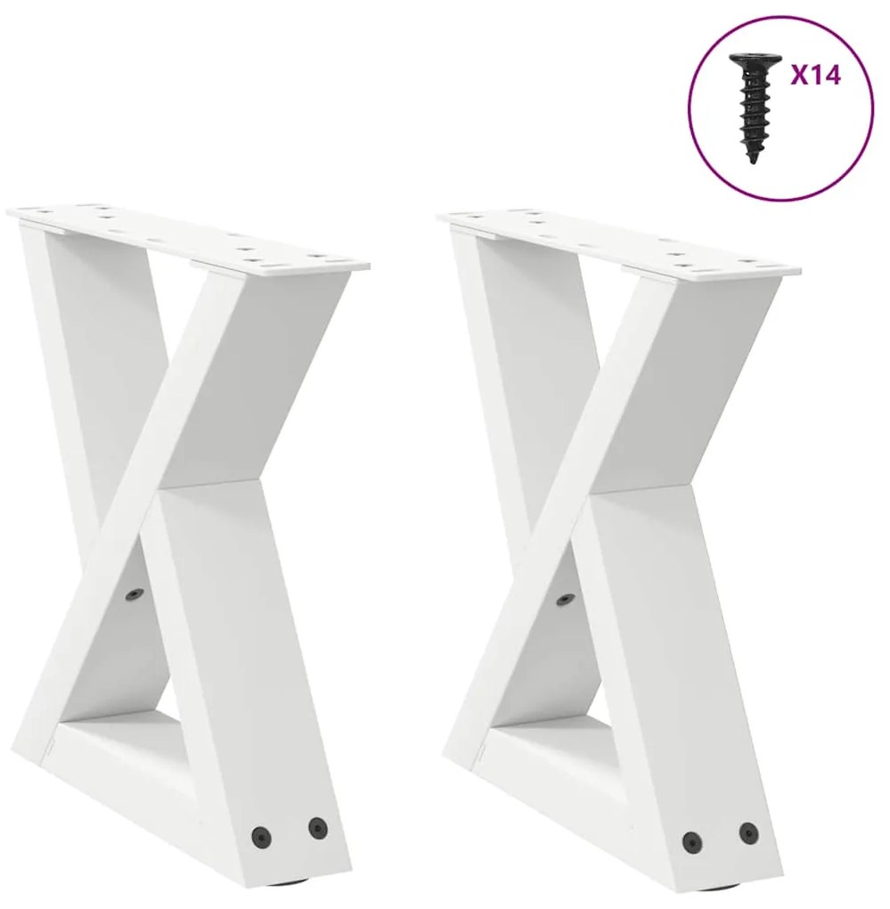 Πόδια Τραπεζιού Σαλονιού 2 τεμ. Λευκά 40x(30-31,3) εκ. Ατσάλι