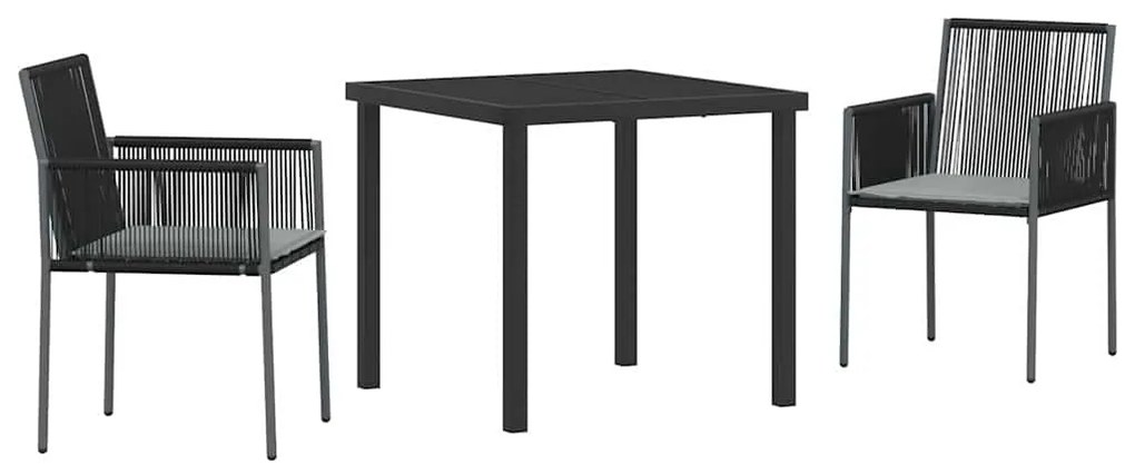 vidaXL Σέτ φαγητού για κήπο 3 pcs Μαύρο Ράτα PE