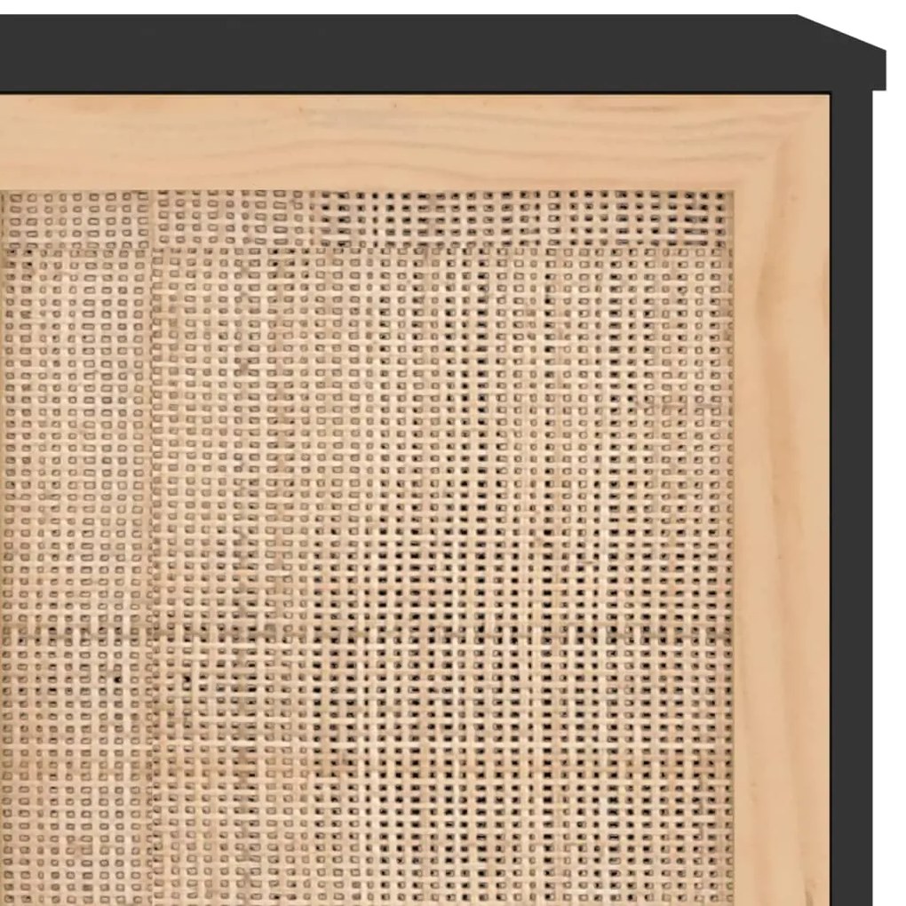 vidaXL Ντουλάπι Μαύρο 105x30x60 εκ. από Μασίφ Πεύκο &amp; Φυσικό Ρατάν