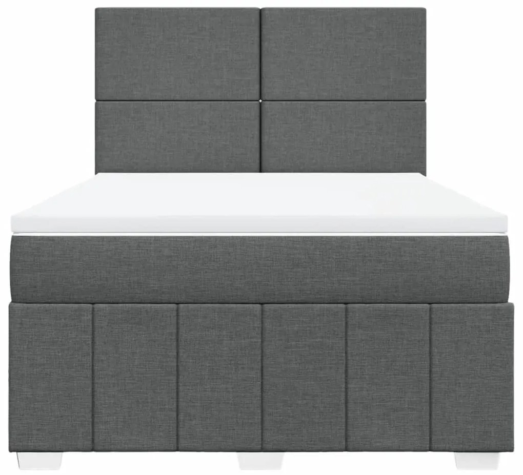 Κρεβάτι Boxspring με Στρώμα Σκούρο Γκρι 140x200 εκ Υφασμάτινο - Γκρι