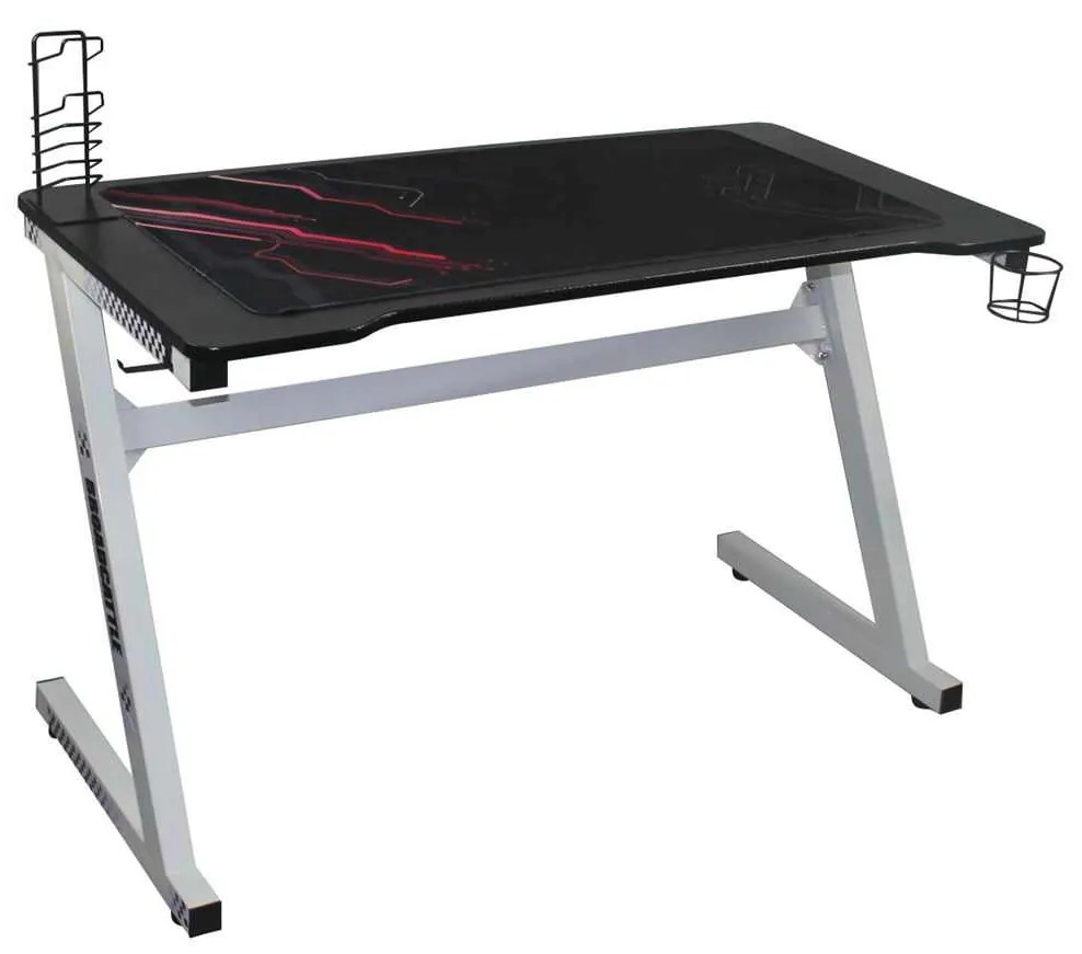 Gaming Γραφειο Τ.Carbon Steel Άσπρο . Διάσταση: 120x60x75cm