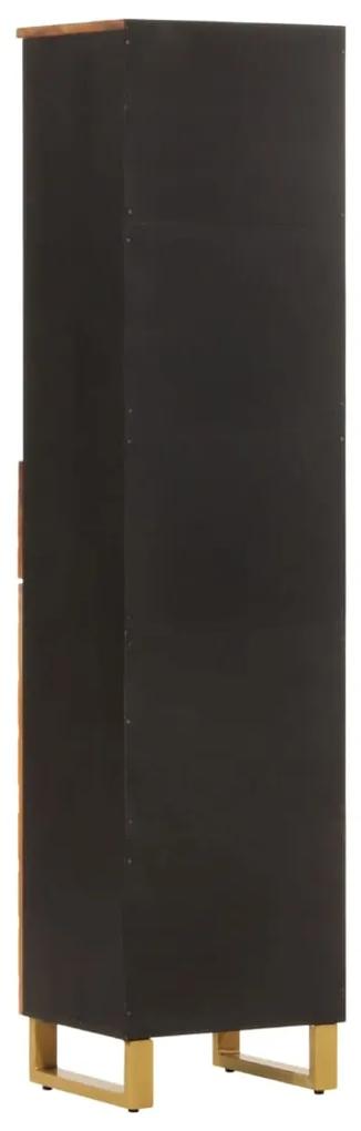 vidaXL Ντουλάπι Μπάνιου Καφέ/Μαύρο 38x33,5x160 εκ. Μασίφ Ξύλο Μάνγκο