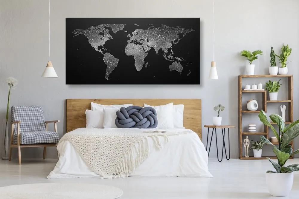 Εικόνα ενός ασπρόμαυρου παγκόσμιου χάρτη σε έναν φελλό - 120x60