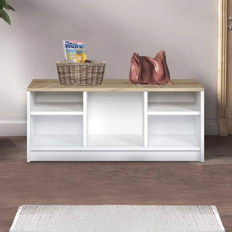 Παπουτσοθήκη London Megapap χρώμα λευκό - sapphire oak 100x35x40εκ.