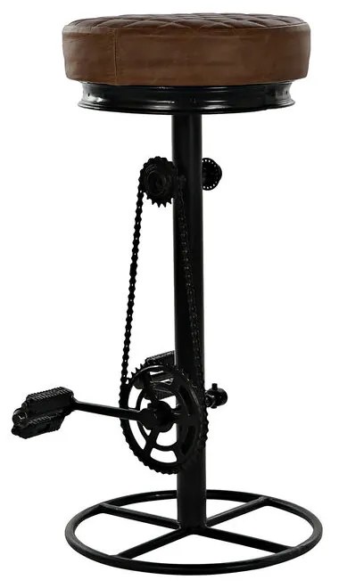 Σκαμπό DKD Home Decor Μαύρο Δέρμα Μέταλλο Ανοιχτό καφέ (44 x 38 x 82 cm)