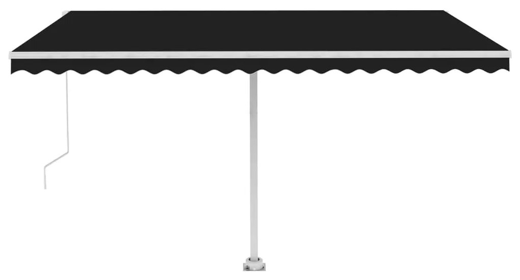 vidaXL Τέντα Συρόμενη Χειροκίνητη με LED Ανθρακί 400 x 350 εκ.