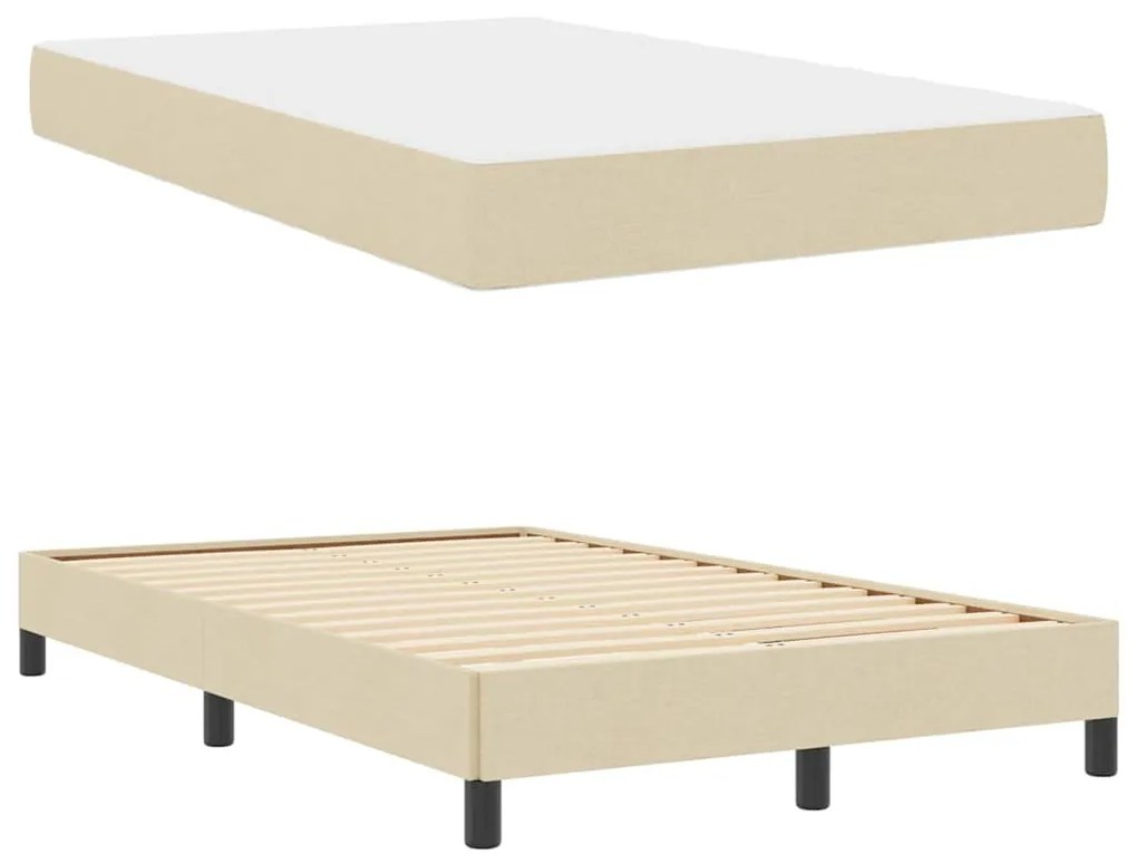 vidaXL Κρεβάτι με ελατήρια με στρώμα Κρεμ 120 x 200 cm ύφασμα