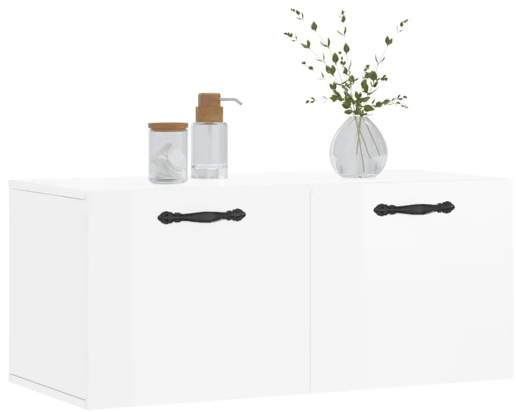 vidaXL Ντουλάπι Τοίχου Γυαλιστερό Λευκό 80x36,5x35 εκ. Επεξεργ. Ξύλο