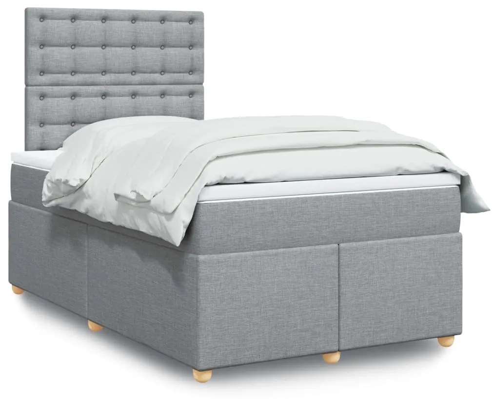 vidaXL Κρεβάτι Boxspring με Στρώμα Ανοιχτό Γκρι 120x190 εκ. Υφασμάτινο