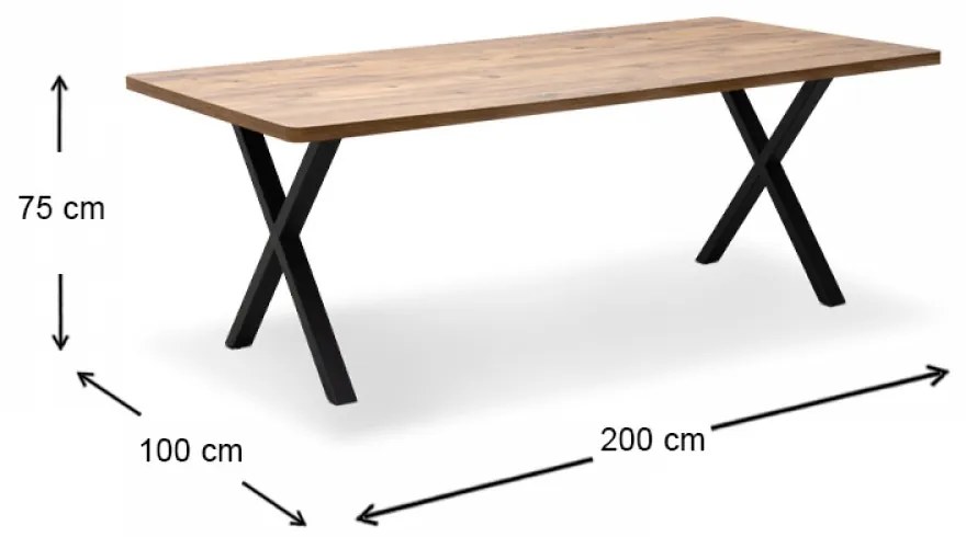 Τραπέζι &quot;MOERA&quot; από MDF/μέταλλο σε χρώμα ακακία/μαύρο 200x100x75