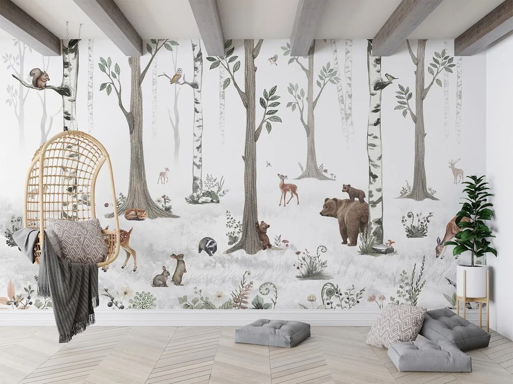 White Forest Ταπετσαρια Τοιχου Λευκο Επιθυμητη Διασταση