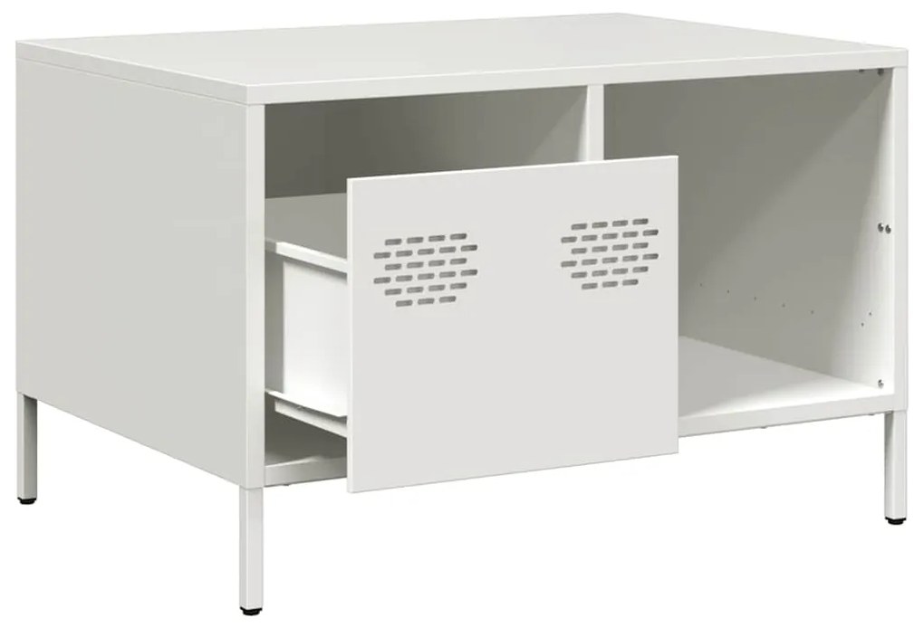 Τραπεζάκι Σαλονιού Λευκό 68,5x50x43,5 εκ. Χάλυβα Ψυχρής Έλασης - Λευκό