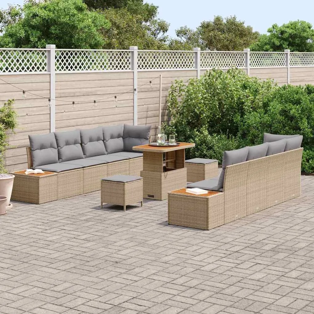vidaXL Σετ Καναπέ Κήπου 11 pcs Μπεζ, Ανοιχτό Γκρι 90 x 55 x 71 cm