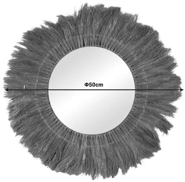 Καθρέπτης Seire Inart ψάθα σε φυσική απόχρωση Φ50x8εκ 50x50x8 εκ.