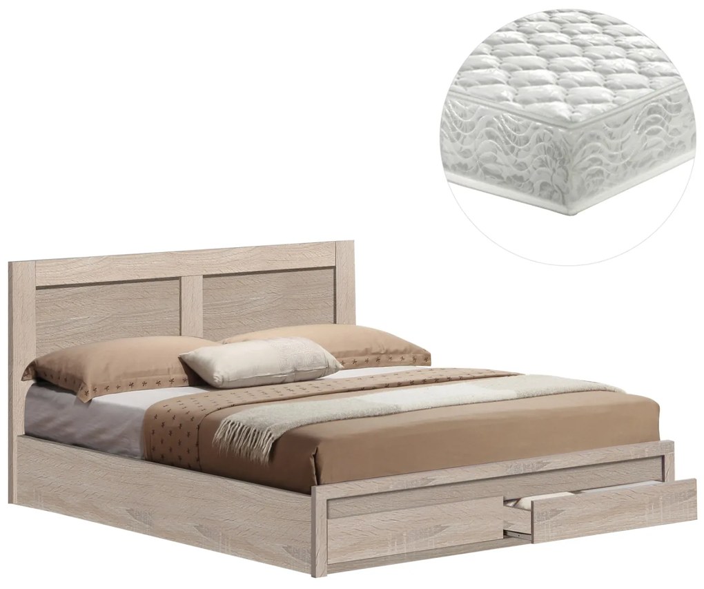 ΚΡΕΒΑΤΙ ΔΙΠΛΟ ΜΕ ΣΥΡΤΑΡΙΑ &amp; ΣΤΡΩΜΑ CAPRI HM21169 ΜΕΛΑΜΙΝΗ SONAMA--ΓΙΑ 150x200εκ