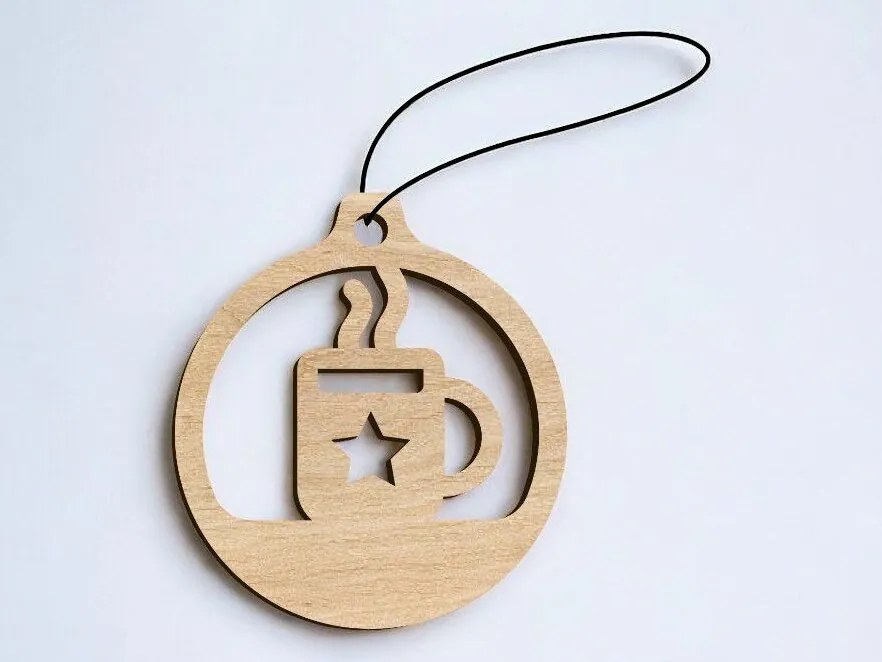 Intra απο ξύλο plywood 3mm-4mm πάχος – Χριστουγεννιάτικο στολίδι φλιτζάνι καφέ 15x15 cm INTRAVECTRY-MY545509