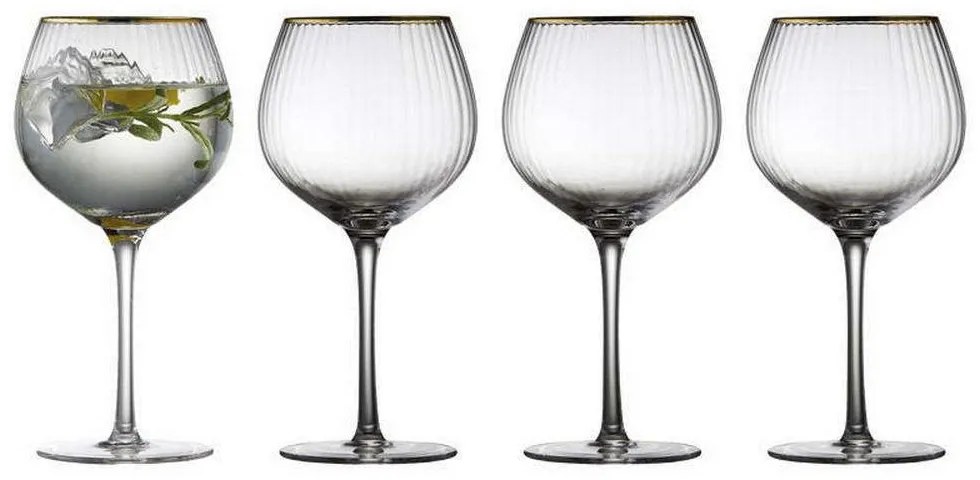Ποτήρι Κρασιού Palermo (Σετ 4Τμχ) 12061 650ml Clear-Gold Lyngby Glass Glass