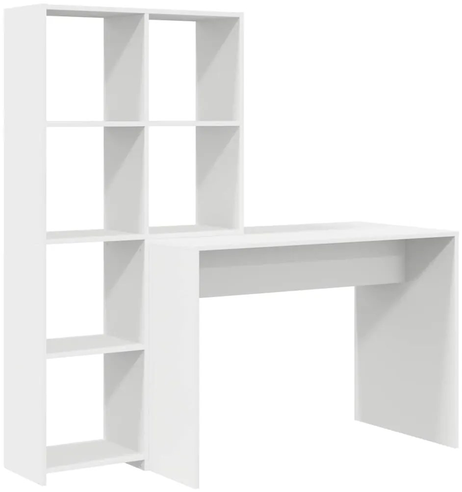 vidaXL Γραφείο με ράφι Λευκό 138.5 x 55 x 143 εκ Επεξεργασμένο ξύλο