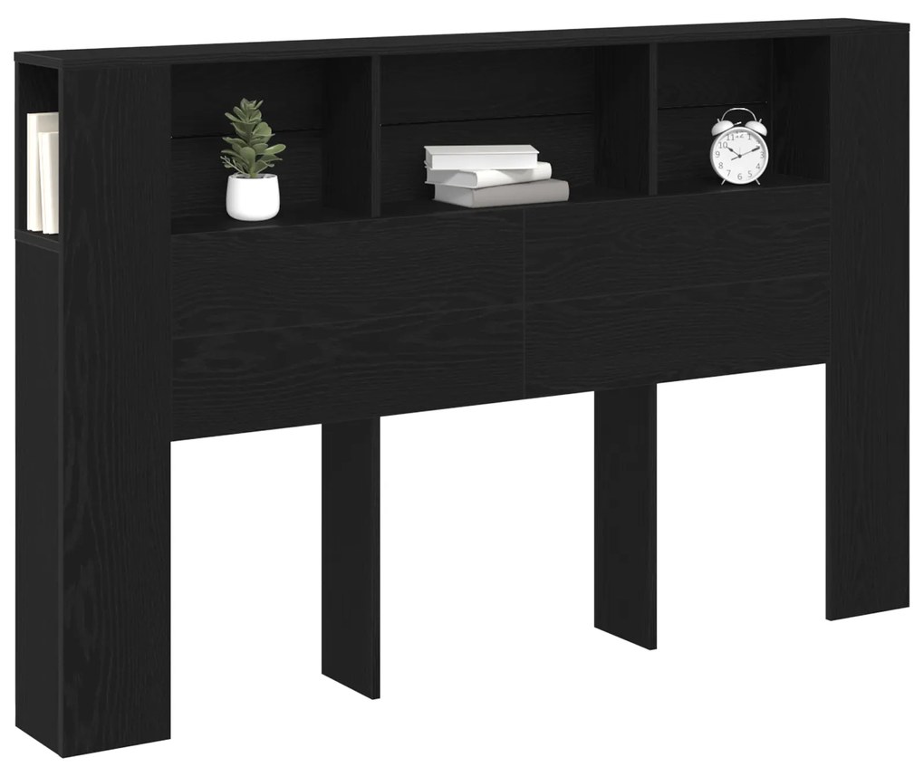 vidaXL Κεφαλάκι Κρεβατιού Μαύρο Δρυς - 160x19x104.5 εκ. Κατασκευασμένο από Επεξεργασμένο Ξύλο
