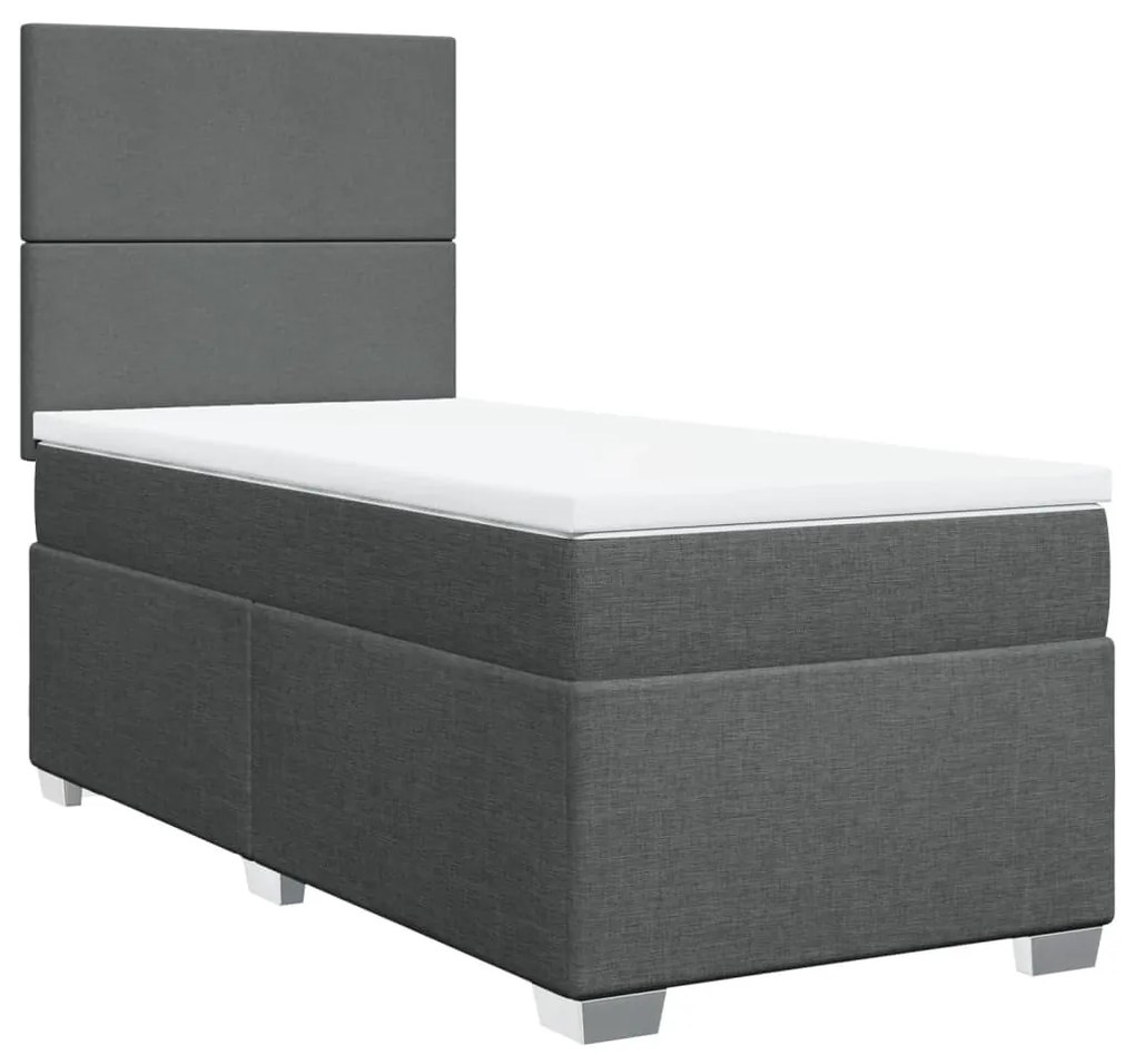 ΚΡΕΒΑΤΙ BOXSPRING ΜΕ ΣΤΡΩΜΑ ΣΚΟΥΡΟ ΓΚΡΙ 90X200 ΕΚ. ΥΦΑΣΜΑΤΙΝΟ 3290365