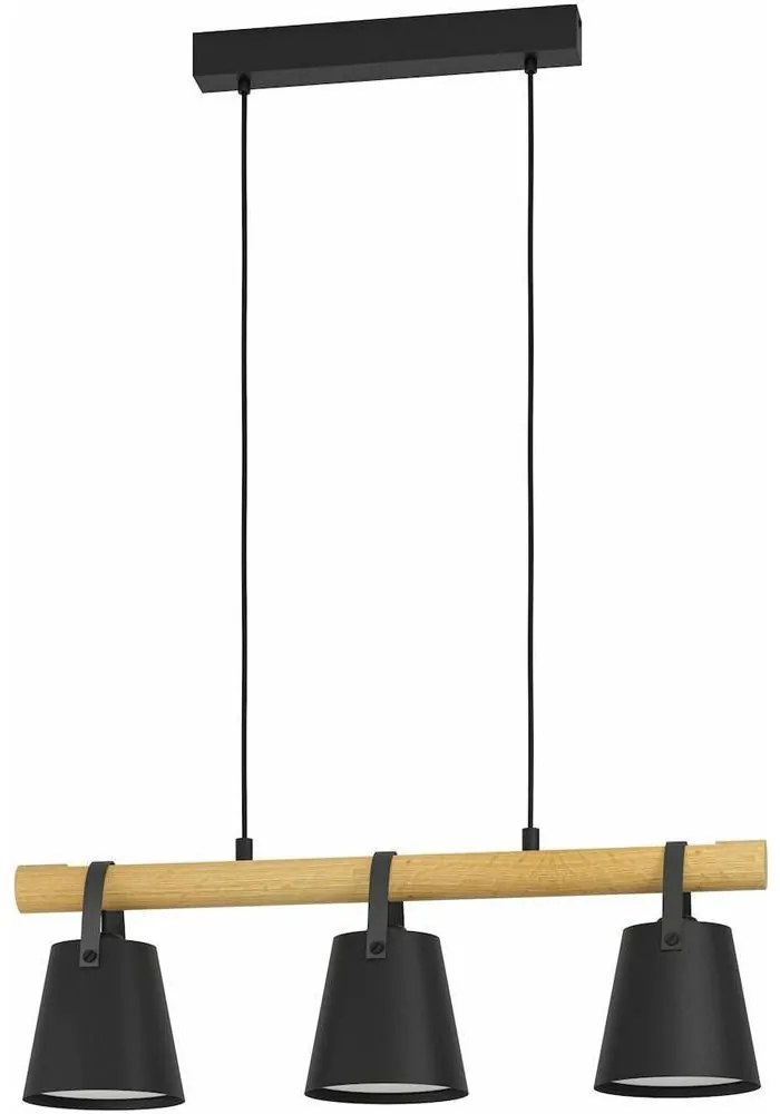 Φωτιστικό Οροφής - Ράγα 43636 Boyle 3/E27 Black-Beige Eglo Metal,Wood