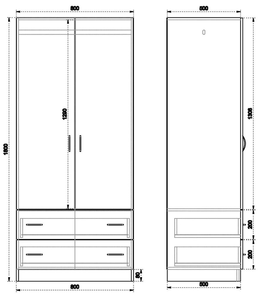 Ντουλάπα EΛΠINIKH Μοριοσανίδα Wenge 80x52x180cm - 14200060